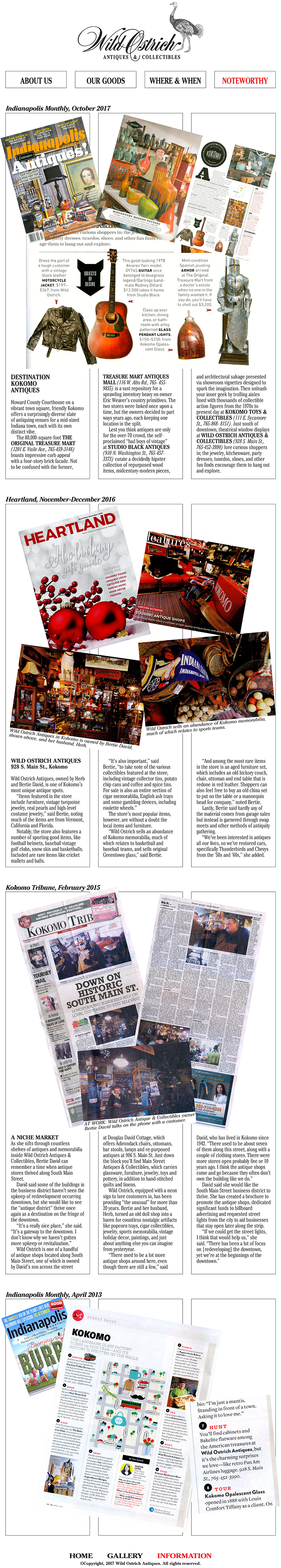 Wild Ostrich Antiques Information Page - Where and When